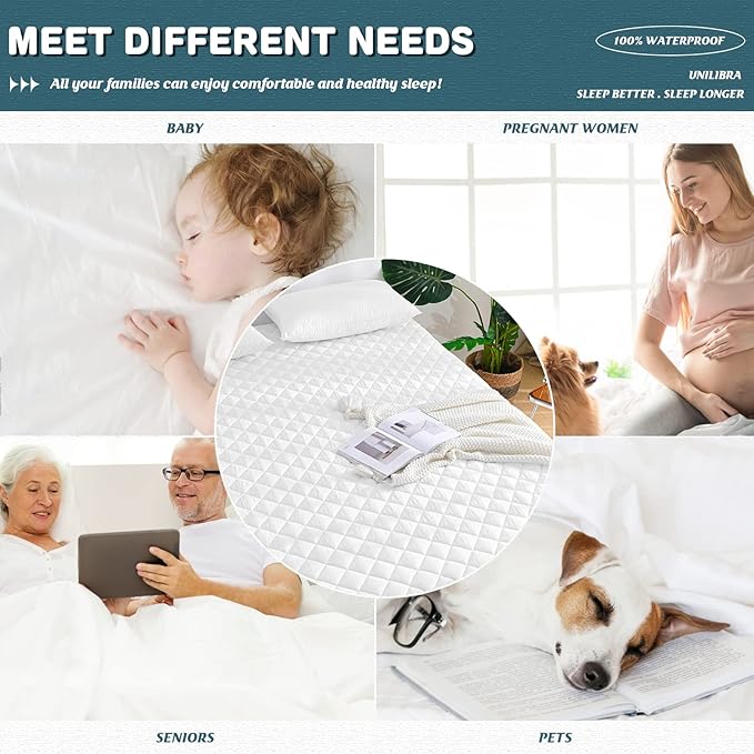UNILIBRA Queen Mattress Protector Waterproof, Deep Pocket Mattress Pad Cover - Image 5