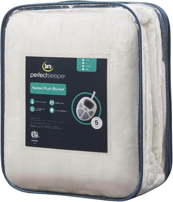 Serta Luxuriously Soft Plush Electric Blanket Fast Heating Cozy Cover, Safety - Image 6