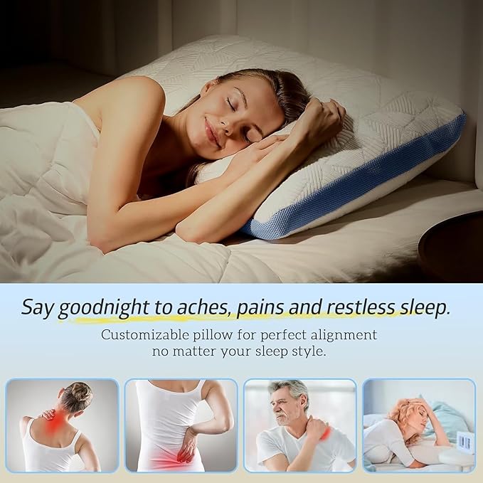 BETU Cooling King Size Pillows Set of 2, Shredded Memory Foam Cool Pillows - Image 4