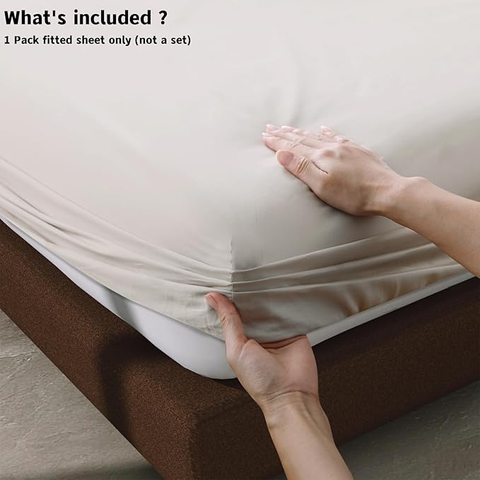 100% Egyptian Cotton Fitted Sheet King Size, 600 Thread Count 8-16" Deep Pocket - Image 4