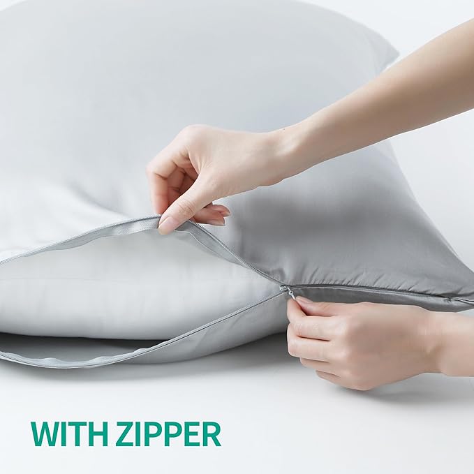 4-Pack Bamboo Viscose Zippered Pillow Cases Queen Size, 400 Thread Count - Image 5