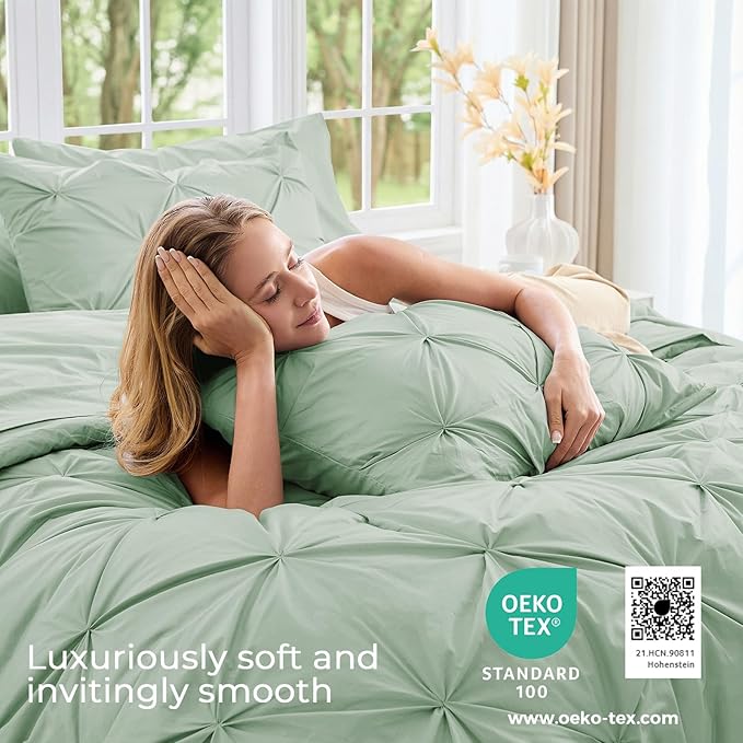 Sasttie King Size Comforter Set, 7-Piece Bed in a Bag, Pintuck Bedding Sets - Image 3