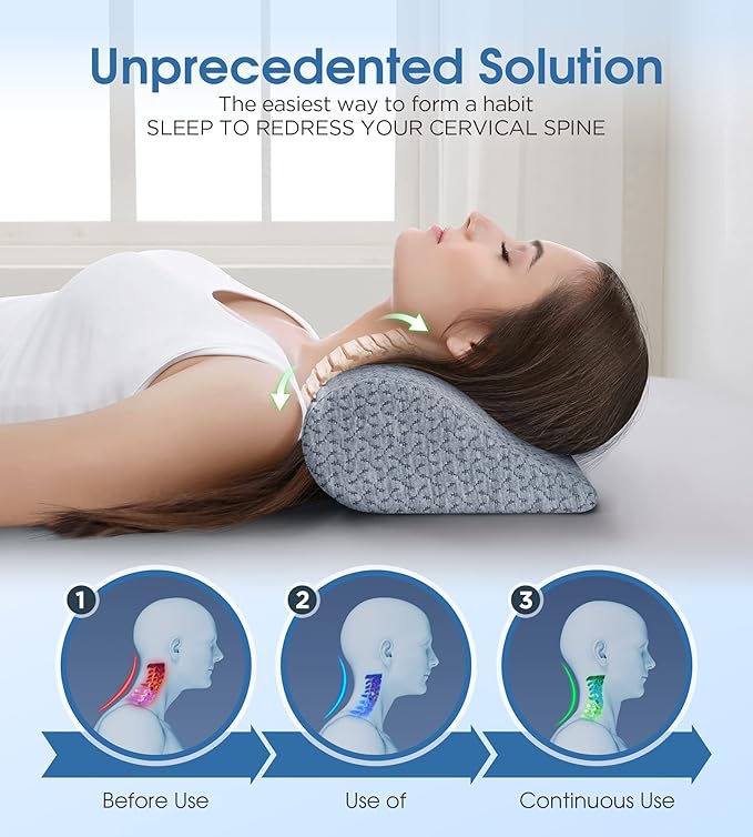 Demelon Cervical Neck Pillows for Pain Relief Sleeping, High-Density Memory - Image 2