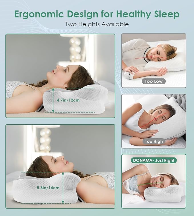 DONAMA Cervical Pillow for Sleeping, Contour Memory Foam Pillow for Neck and - Image 4