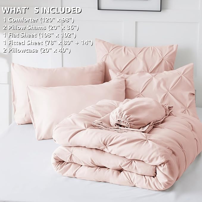 CozyLux Oversized King Comforter Sets Peach Pink, 7 Pieces Oversized King - Image 7