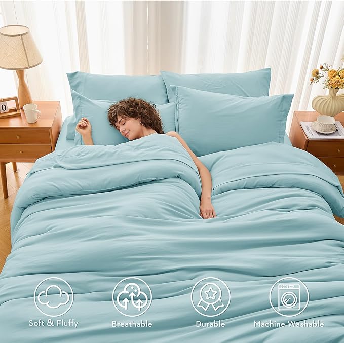 MUXHOMO 7 Pieces Queen Comforter Set, Soft Bed in a Bag Queen Size, All Season - Image 2