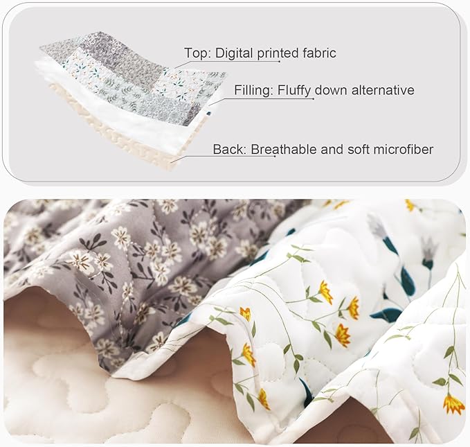 Whale Flotilla Patchwork Quilt King Size, Extra Soft Boho Floral Bedspreads - Image 5
