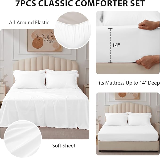 Queen Comforter Set White - Image 3
