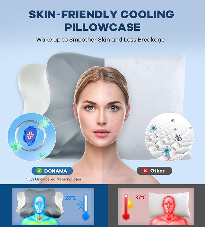 DONAMA Cervical Pillow for Neck and Shoulder Pain Relief, Cooling Contour - Image 7