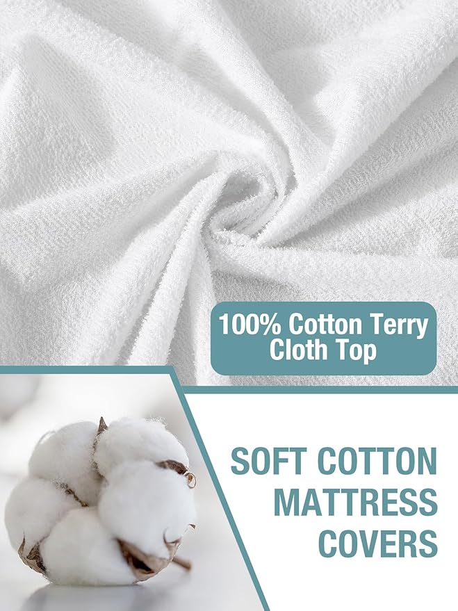 Bedecor 2 Packs Queen Mattress Protector Waterproof Protection Soft Cotton - Image 3
