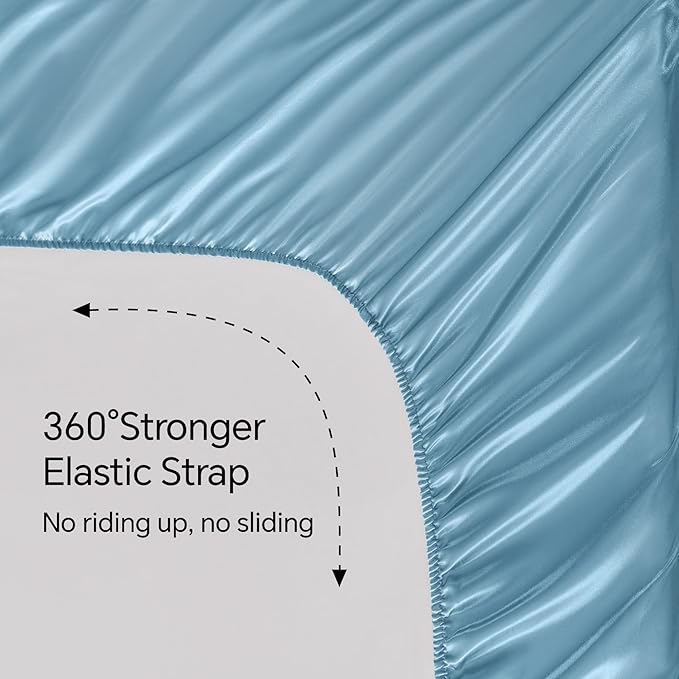 BEDELITE Satin Fitted Sheet and Pillowcase Set, Luxury Soft Similar to Silk - Image 4
