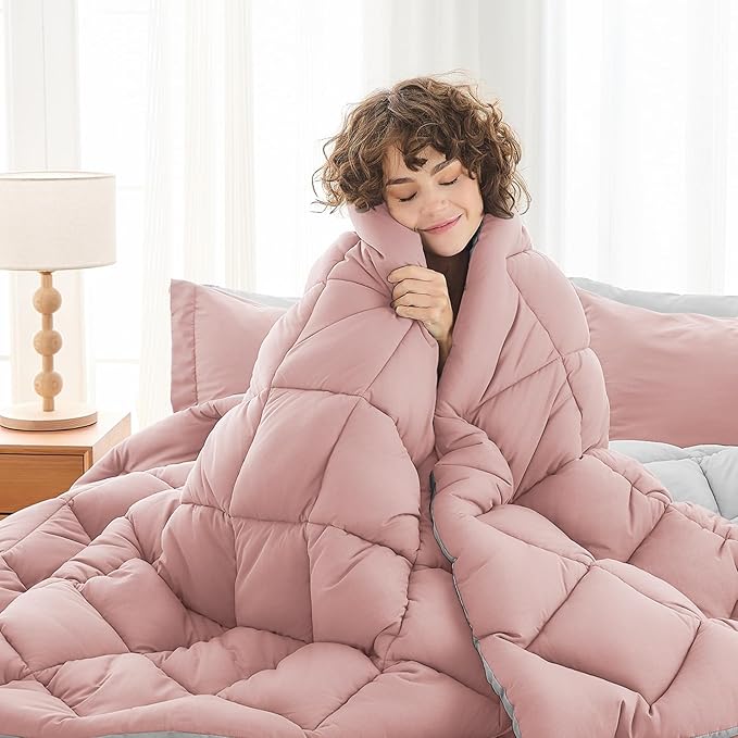 MUXHOMO 7 Pieces Oversized Queen Comforter Set, Reversible Bed in a Bag - Image 2