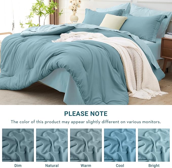 MUXHOMO 7 Pieces King Comforter Set, Soft Bed in a Bag King Size, All Season - Image 6