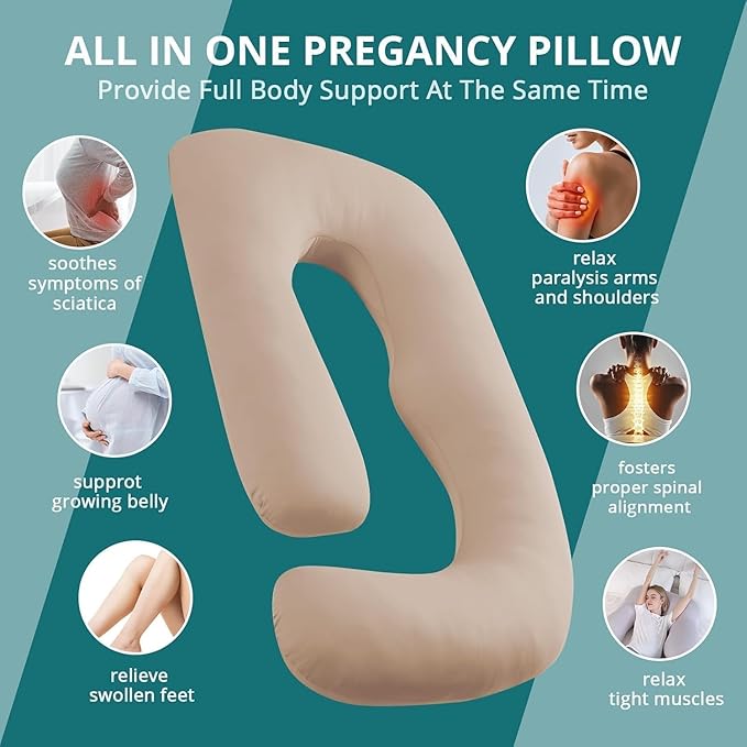 Sasttie Pregnancy Pillows for Sleeping, Jumbo U Shaped Cooling Full Body Pillow - Image 7