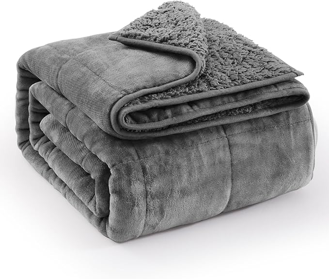 Super Fuzzy Soft Sherpa Fleece Weighted Blanket, 20 lbs Dual Sided Fluffy Heavy by EazfyPro