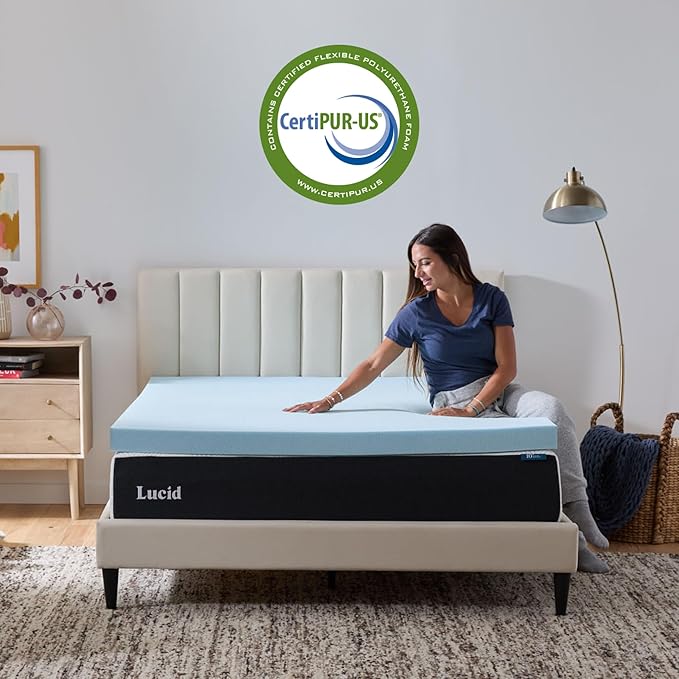 Lucid 3 Inch Memory Foam Mattress Topper, California King Size – Cooling Gel - Image 4