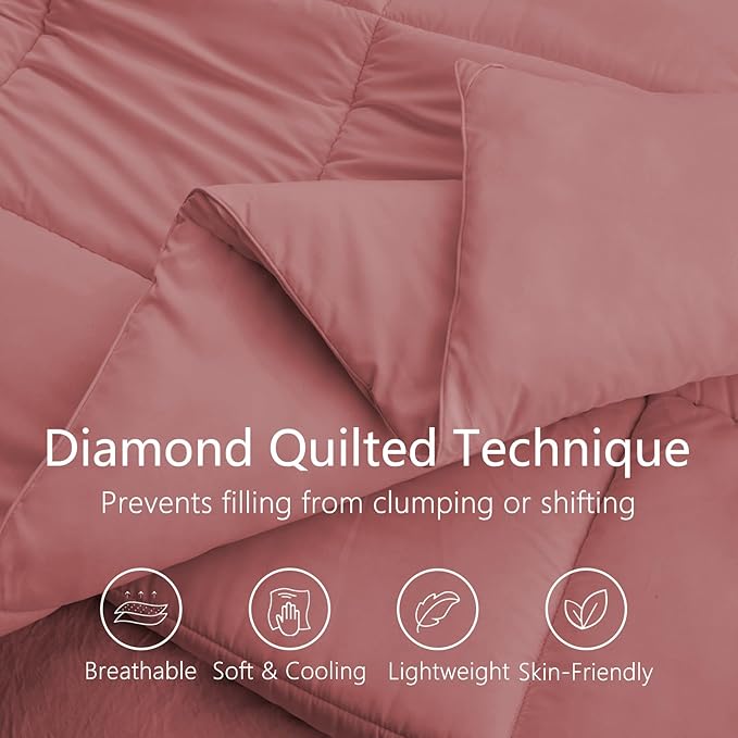 TEXARTIST Premium 2100 Series King Comforter All Season Breathable Dusty Pink - Image 2