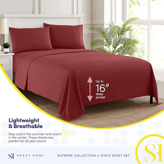 Twin Sheets - Breathable Luxury Sheets - 1800 Supreme Collection Extra Soft - Image 3