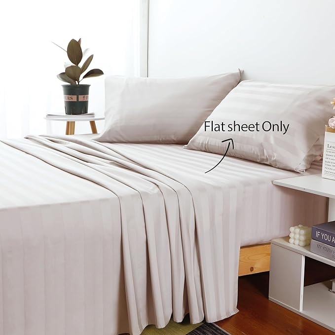 Cotton King Flat Sheet Only, 600 Thread Count 100% Egyptian Cotton Top Sheet - Image 2
