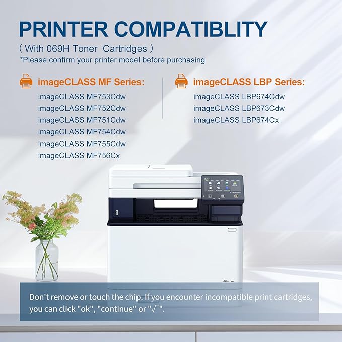 069H Toner Cartridge Set 4 Pack High Yield Replacement for Canon 069 069H Toner Cartridge Works for Canon Color imageCLASS MF753cdw MF751Cdw LBP674Cdw MF752Cdw LBP673Cdw Printer (B/C/M/Y)-DeskoryOffice