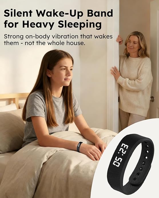 Vibrating Alarm Clock Watch for Heavy Sleepers, Silent Wake Up Bracelet & Smart - Image 2
