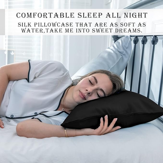 Silk Pillow Cases 2 Pack, Soft Breathable and Sliky Standard Size Pillow Cases - Image 6
