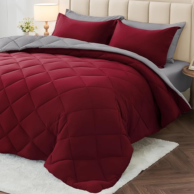 MUXHOMO 7 Pieces Full Comforter Set, Reversible Bed in a Bag Full Size by MUXHOMO