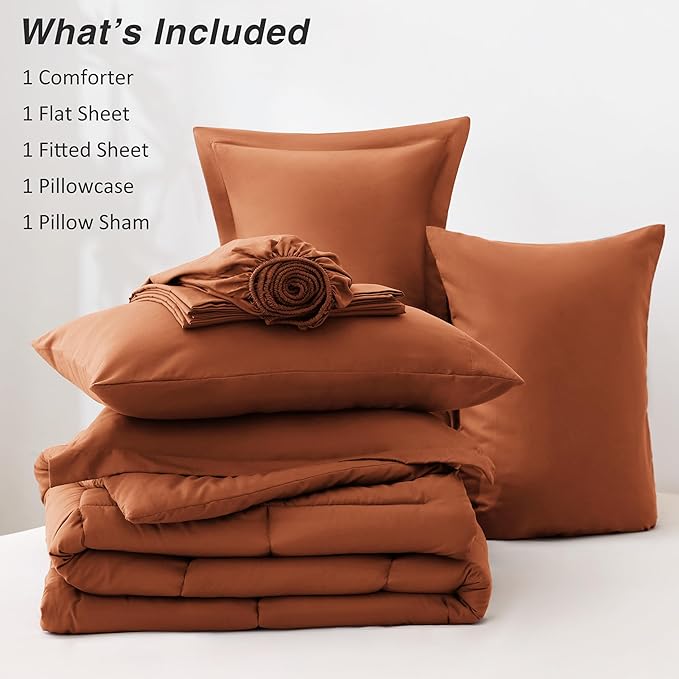 Love's cabin California King Comforter Set Burnt Orange, 7 Pieces California - Image 8