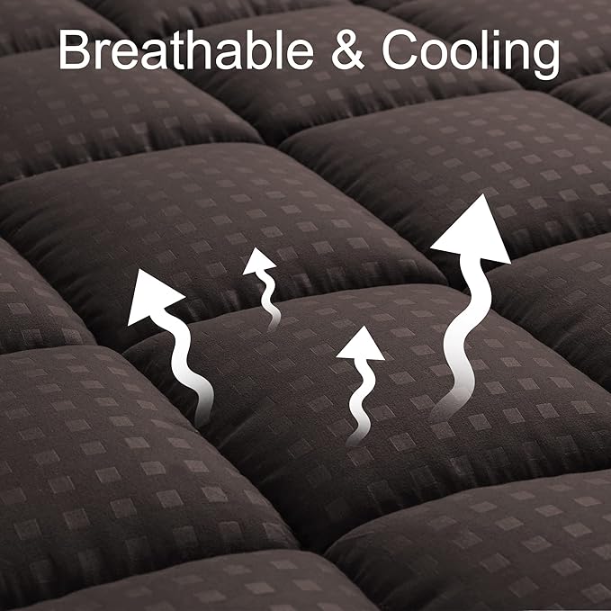 HYLEORY Queen Mattress Pad Quilted Fitted Mattress Protector Cooling Pillow Top - Image 2