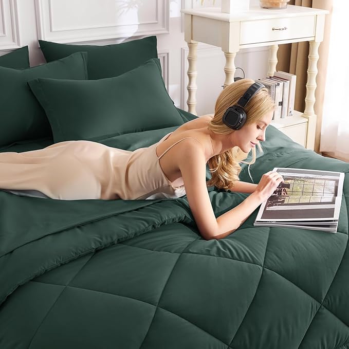 CozyLux Full Size Comforter Sets Forest Green - Image 4