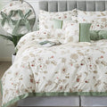 FADFAY Floral Bedding Set Full 100% Cotton Shabby and Chic Beige Green by CottonWorldSweetDream