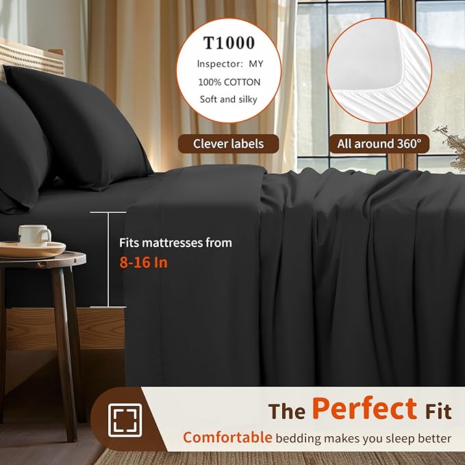 LBRO2M Split King Sheet Sets for Adjustable Bed 1000 Thread Count 100% Egyptian - Image 3