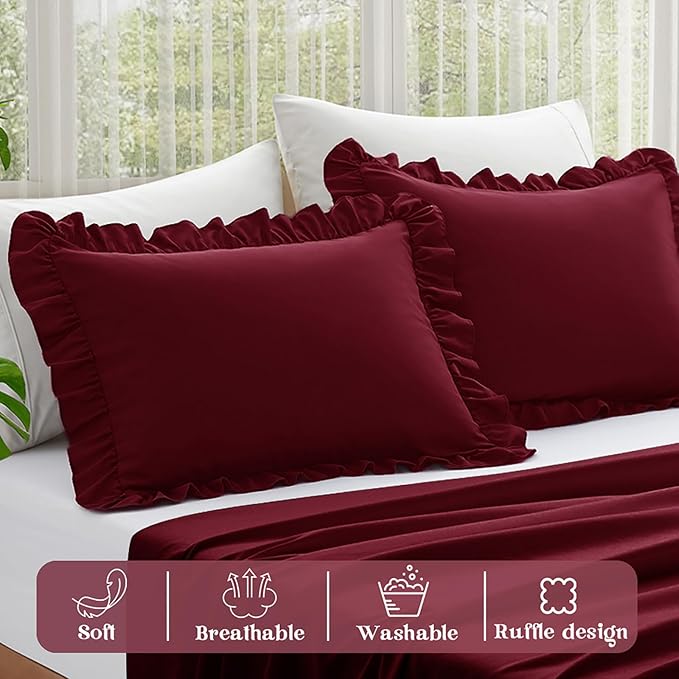 KKJIAF Ruffle Pillow Cases King Size Set of 2, Ruffled Pillow Covers - Image 4