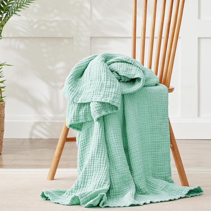 100% Cotton Muslin Blanket Queen 90" x 90", Breathable and Lightweight Cotton - Image 8