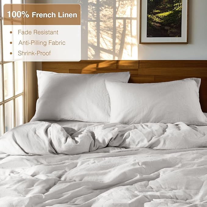 SONORO KATE 100% French Linen Duvet Cover, Soft Breathable - Image 2