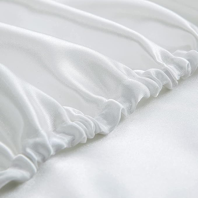 Homiest White Satin Fitted Sheet Twin Size, Deep Pocket, Luxury & Ultra Soft - Image 4