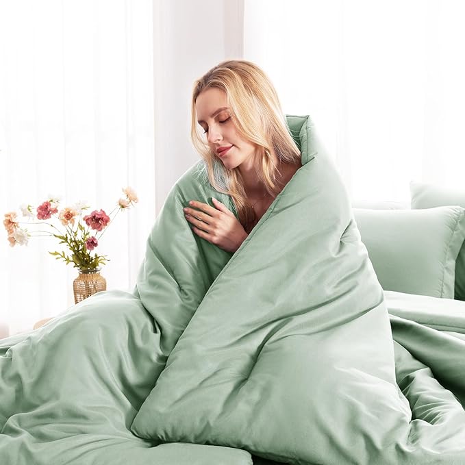 CozyLux Queen Comforter Set Sage Green, 7 Pieces Bed in a Bag Queen Comforter - Image 9