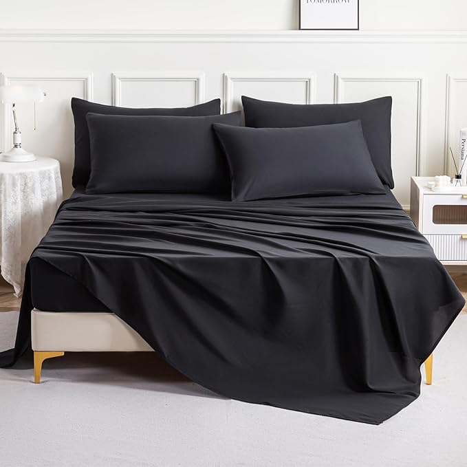 Lavisun Queen Flat Sheets 2 Pack, Hotel Quality Flat Bed Sheets, Brushed - Image 2