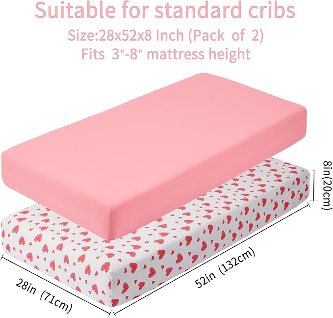 GUNTAIL Baby Crib Sheets for Boys Girls, 2 Pack Fitted Crib Sheet for Standard - Image 3