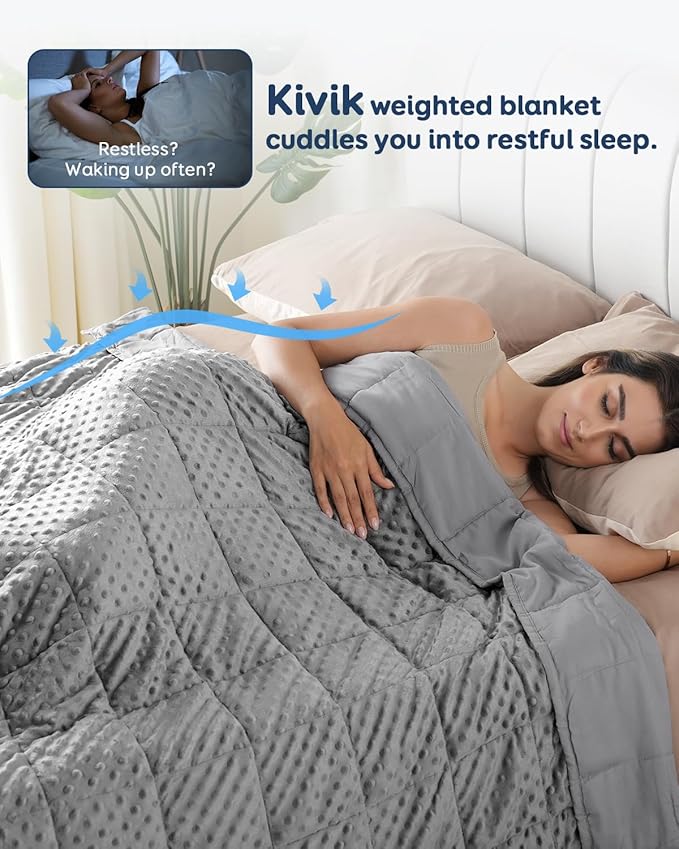 Kivik Weighted Blanket 15 lbs for Adults, Minky Dot Heavy Blankets, Microfiber - Image 2