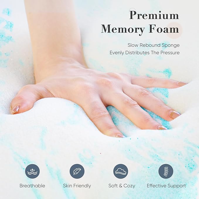 DUMOS Memory Foam Mattress Topper King, 2 Inch Thick Gel Infused Bed Toppers - Image 4