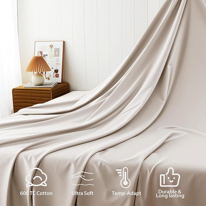 Cotton Flat Sheets Only, 600 TC 100% Cotton Flat Sheet Top Sheet Only, Full - Image 4