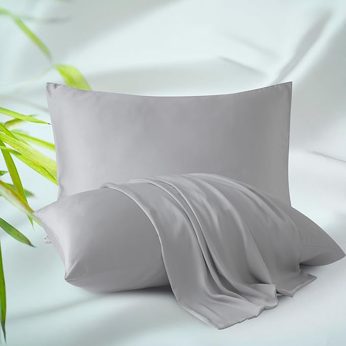 Bamboo Viscose Zippered Pillow Cases Standard Size Set of 2, 400 Thread Count by ZaizaiHome