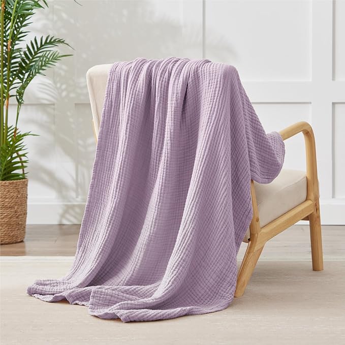 100% Cotton Muslin Blanket Twin XL 66" x 90", Breathable and Cooling Bed - Image 7