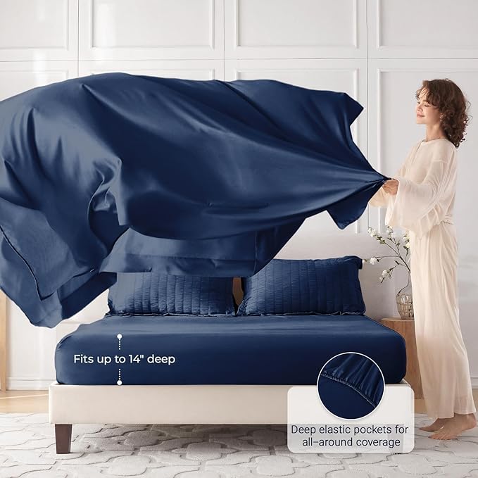 MUXHOMO 7 Pieces King Comforter Set, Seersucker Bed in a Bag King Size - Image 3