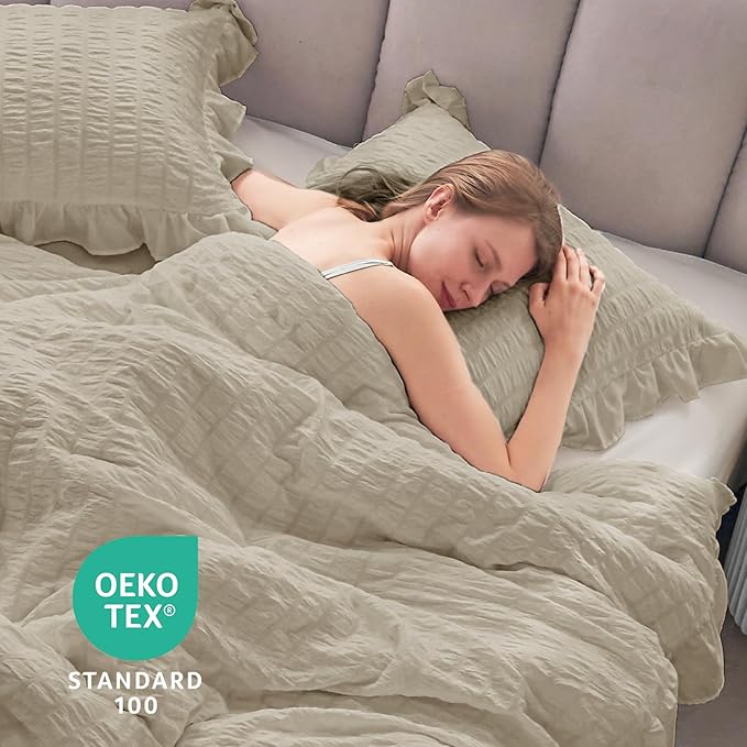 JOLLYVOGUE Full Size Comforter, 3 Pieces Linen Seersucker Lightweight Full Size - Image 6