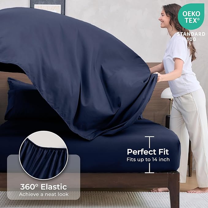 HEVUMYI Navy Blue Cali-King Comforter Set - Image 5