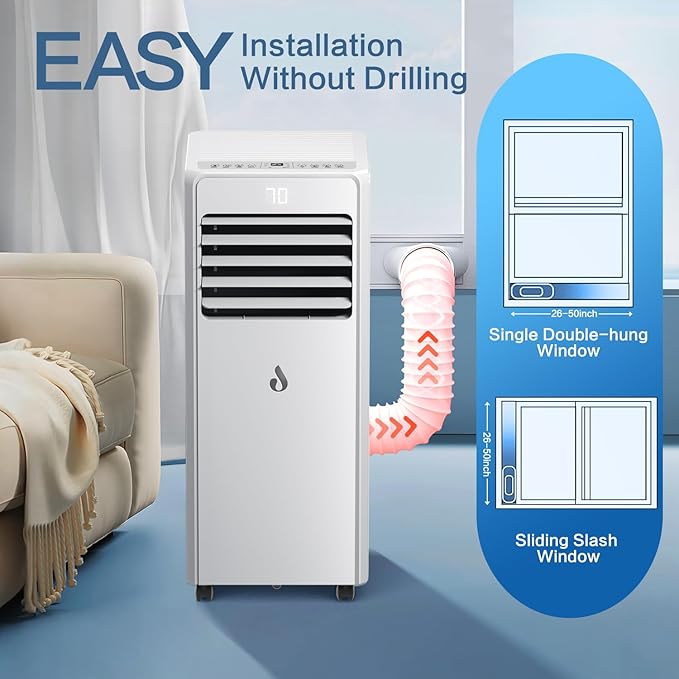 10,000 BTU Portable Air Conditioners for Rooms Up to 450 Sq.Ft,4-in-1 Cooling & Dehumidifier Air Conditioning Unit with Remote,Smart AC Unit with Installation Kit for Home/Office-DeskoryOffice