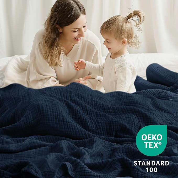100% Cotton Muslin Blanket King 108" x 90", 6 Layers Breathable and Lightweight - Image 5