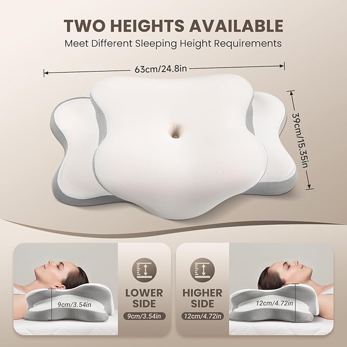 JINXIA Cervical Neck Pillow for Sleeping, Odorless Memory Foam Pillows & Soft - Image 3